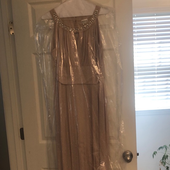 Size 14 women’s evening gown tan with sparkle through out (en focus) - Picture 7 of 7
